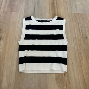 Black and White Striped Sleeveless Top